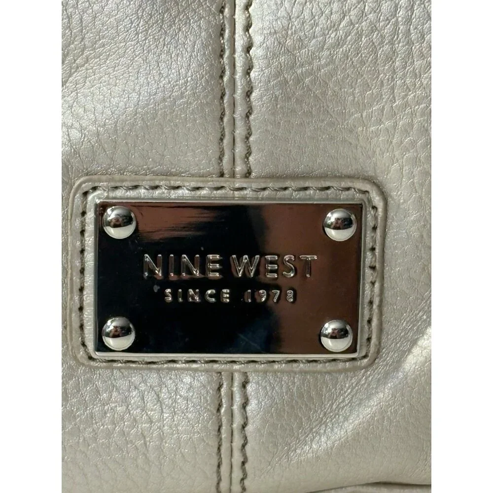 Nine West Tan Faux‎ Pebbled Leather Dual Handle Tote Purse Bag NWT Large READ